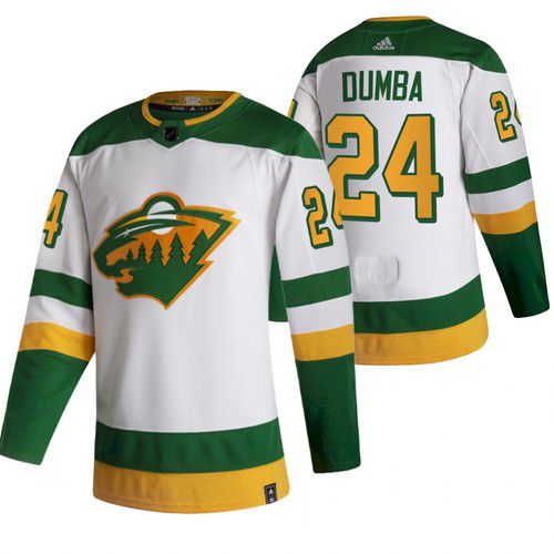 Men Minnesota Wild #24 Dumba White NHL 2021 Reverse Retro jersey